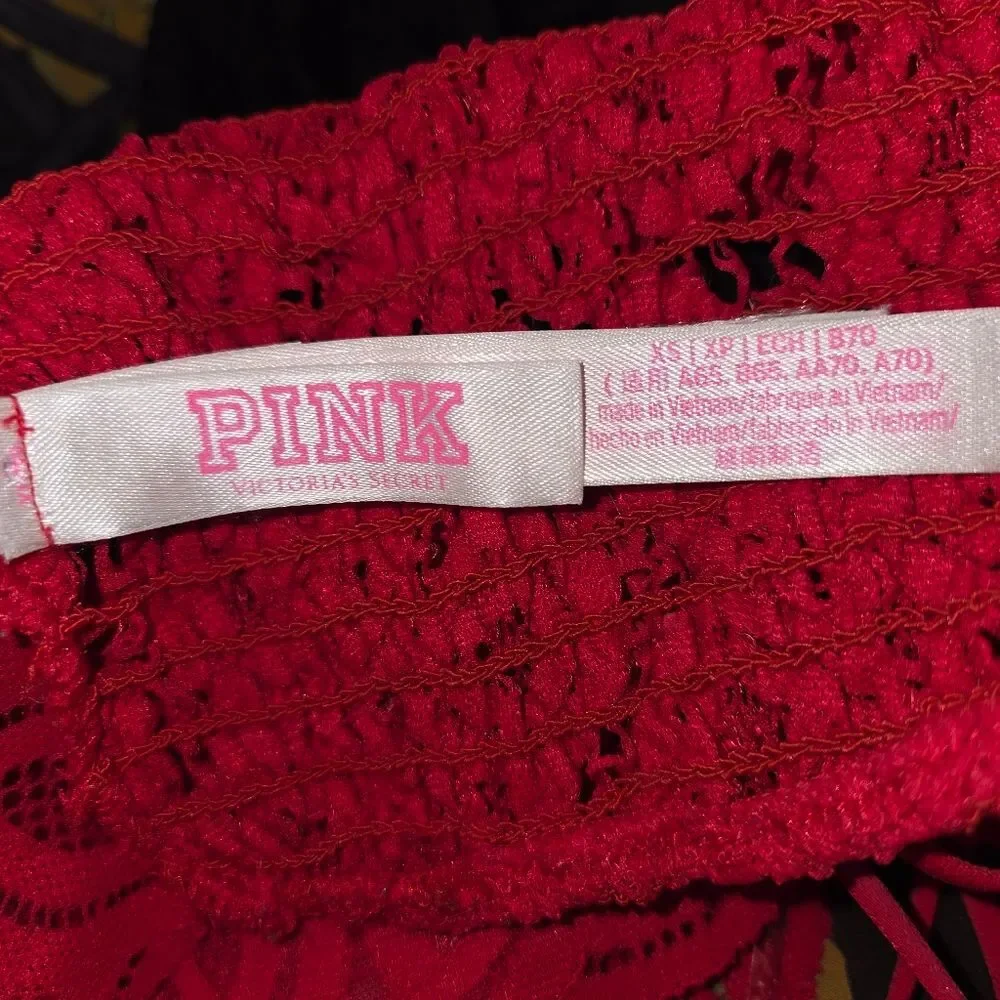 Pink Victoria's Secretred Lace Bralette Bra Size XS
